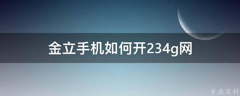 金立手机如何开234g网 