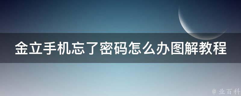 金立手机忘了密码怎么办图解教程(快速解锁金立手机密码的5种方法)。