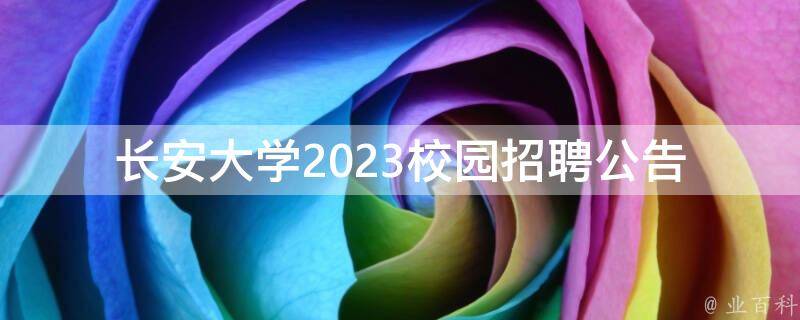 长安大学2023校园招聘公告_你需要知道的所有信息