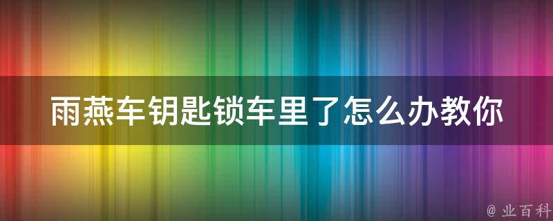 雨燕车钥匙锁车里了怎么办(教你5种解锁技巧，快速解决车钥匙遗失问题)。