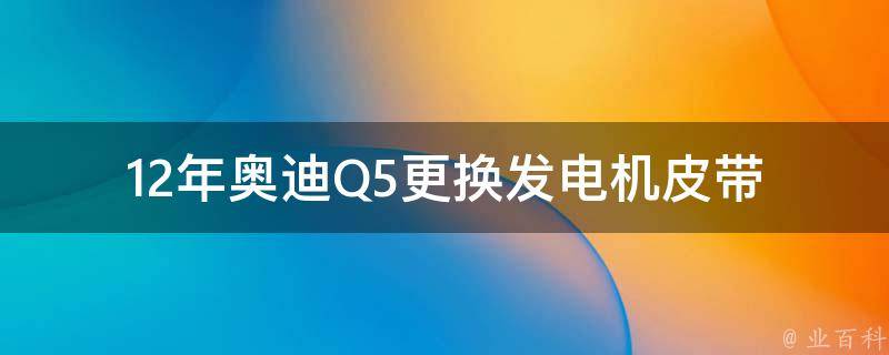 12年奥迪Q5更换发电机皮带_详细步骤和注意事项