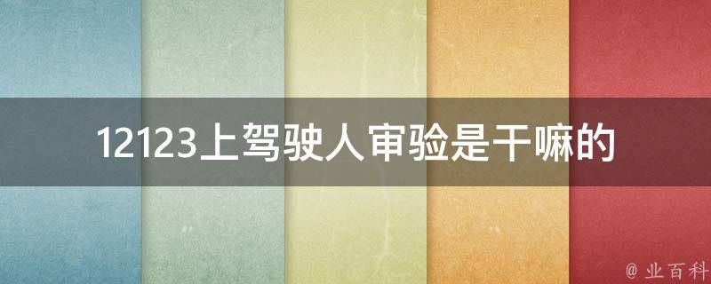 12123上驾驶人审验是干嘛的_需要注意哪些问题