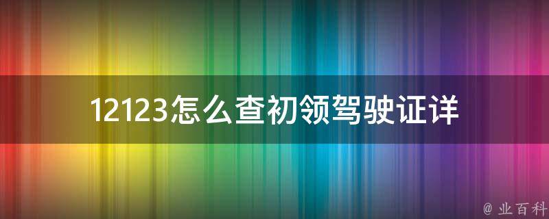 12123怎么查初领***(详细步骤解析)