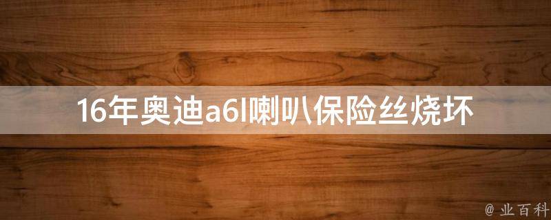 16年奥迪a6l喇叭保险丝烧坏_原因分析及解决方法