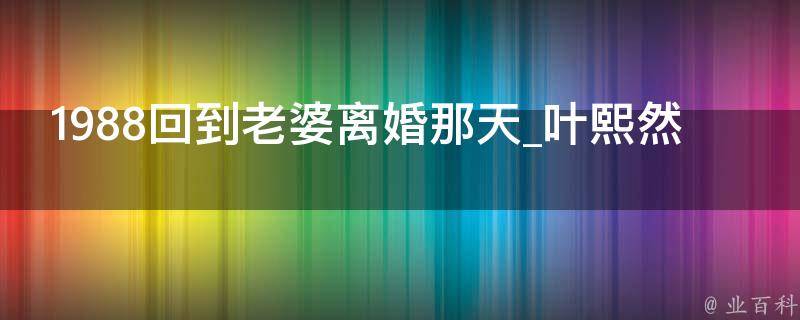 1988回到老婆离婚那天