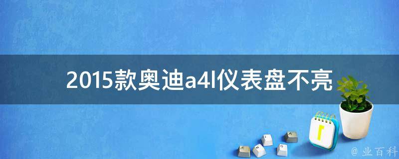 2015款奥迪a4l仪表盘不亮_原因分析及解决方法