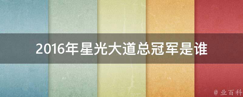 2016年星光大道总冠军是谁 