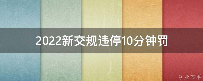 2022新交规违停10分钟_罚款多少？如何避免？