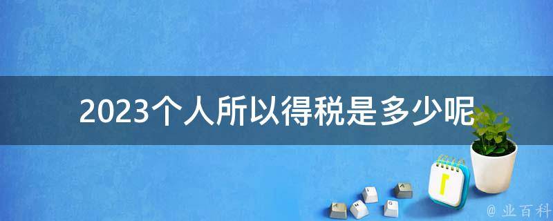 2023个人所以得税是多少呢_如何计算个人所得税