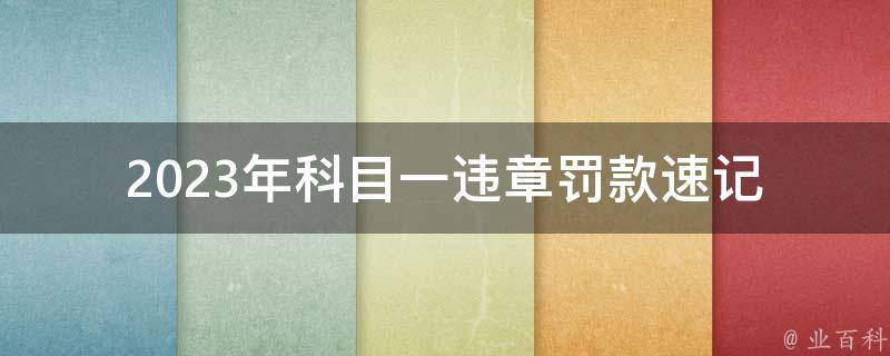 2023年科目一违章罚款速记_如何避免被罚款