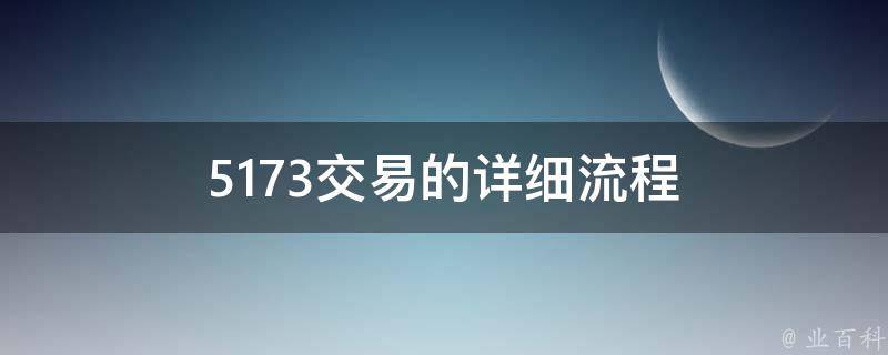 5173交易的详细流程 