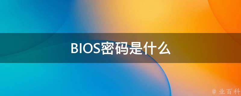 BIOS密码是什么 