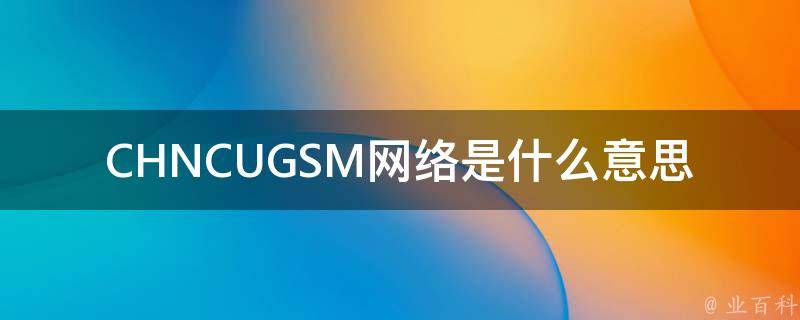 CHNCUGSM网络是什么意思 