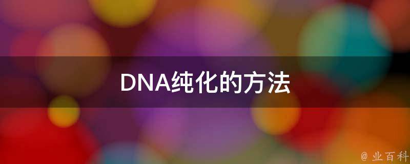 DNA纯化的方法 