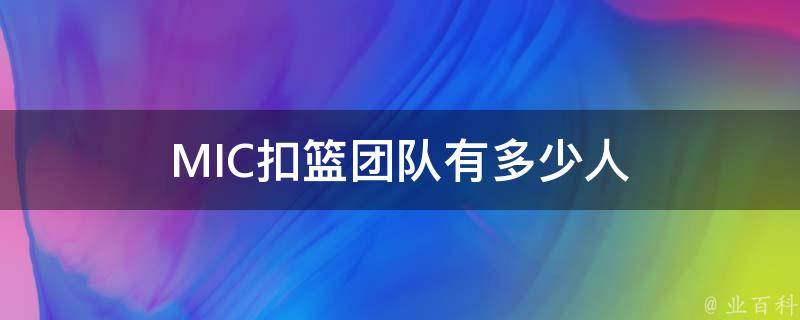 MIC扣篮团队有多少人 