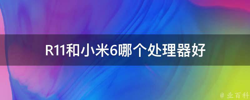 R11和小米6哪个处理器好 