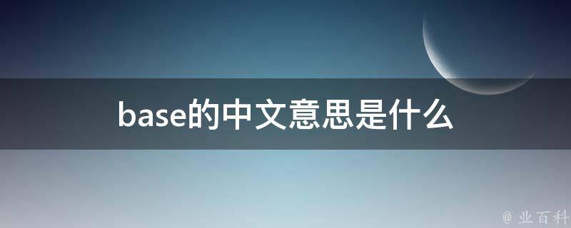 base的中文意思是什么 