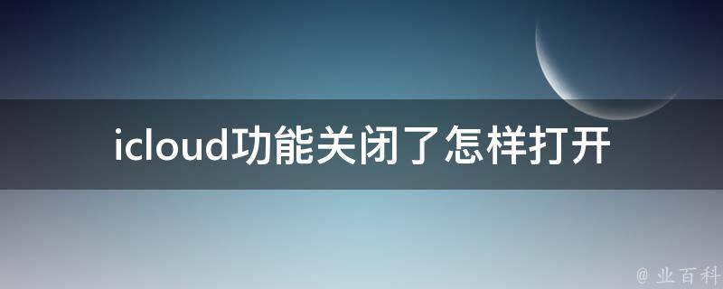 icloud功能关闭了怎样打开 