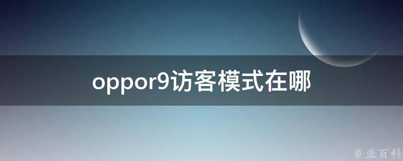 oppor9访客模式在哪 