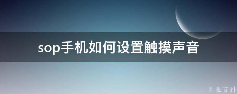 sop手机如何设置触摸声音 