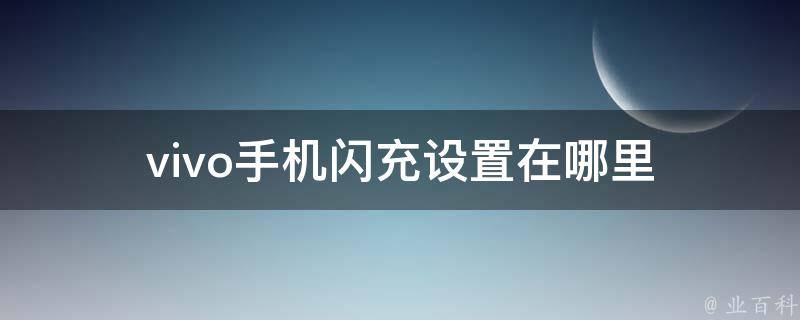 vivo手机闪充设置在哪里 