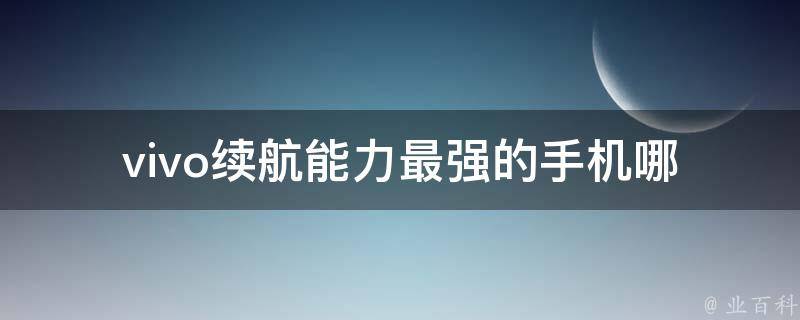 vivo续航能力最强的手机_哪款手机能够让你放心使用一整天？