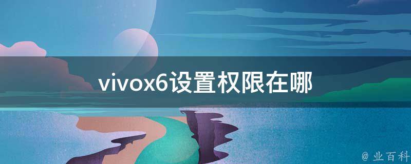 vivox6设置权限在哪 