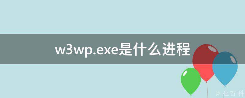 w3wp.exe是什么进程 