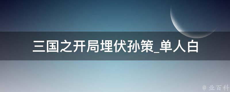 三国之开局埋伏孙策