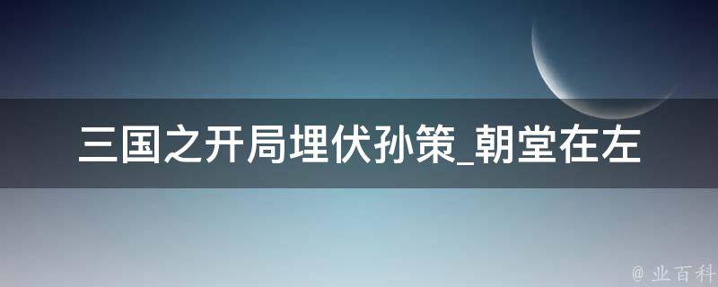 三国之开局埋伏孙策