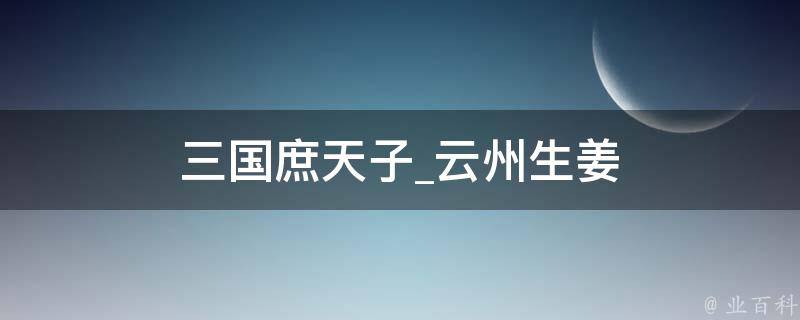 三国庶天子