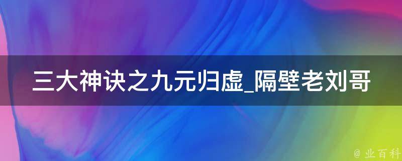 三大神诀之九元归虚