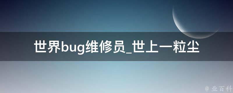 世界bug维修员