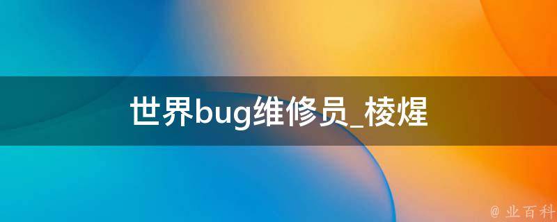 世界bug维修员