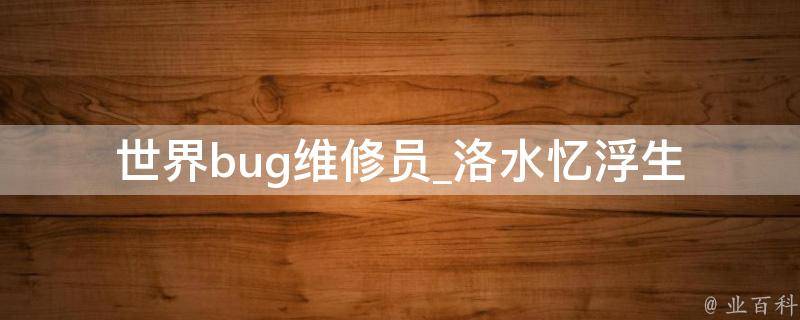 世界bug维修员