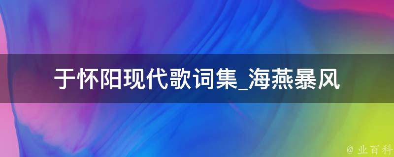 于怀阳现代歌词集