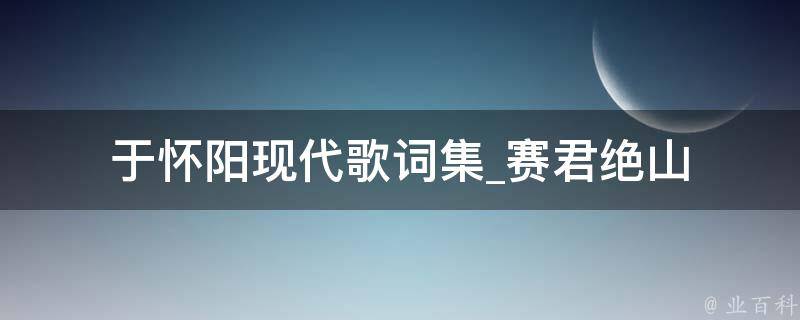 于怀阳现代歌词集