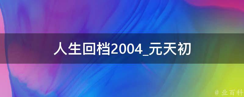 人生回档2004