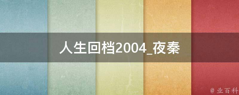 人生回档2004