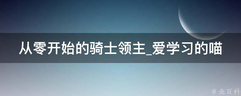 从零开始的骑士领主