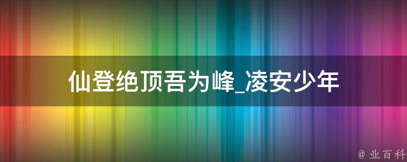 仙登绝顶吾为峰