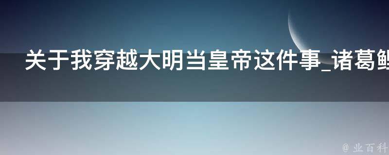 关于我穿越大明当皇帝这件事