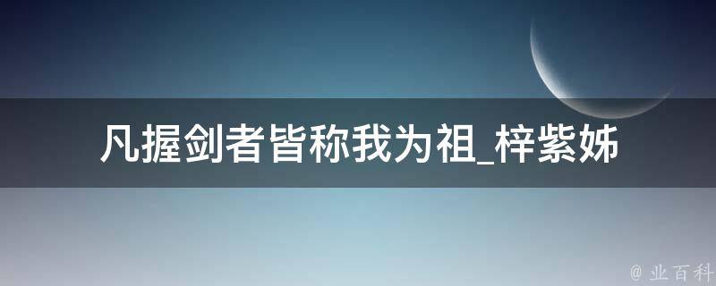 凡握剑者皆称我为祖