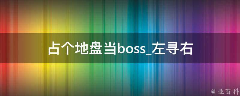 占个地盘当boss