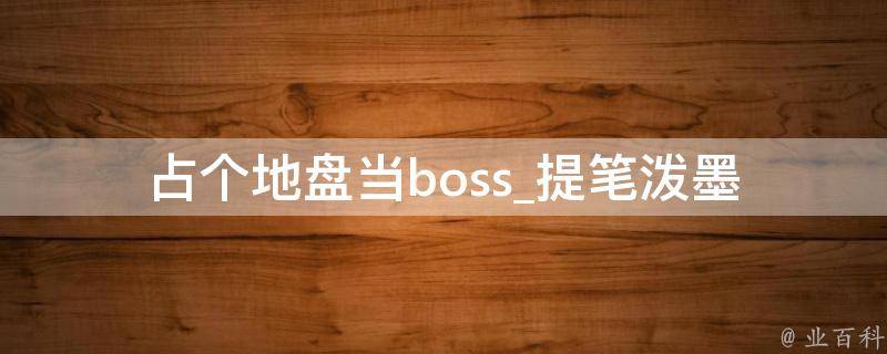 占个地盘当boss