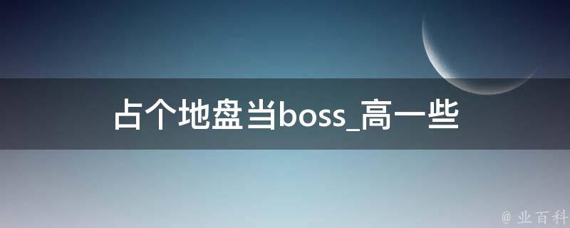 占个地盘当boss