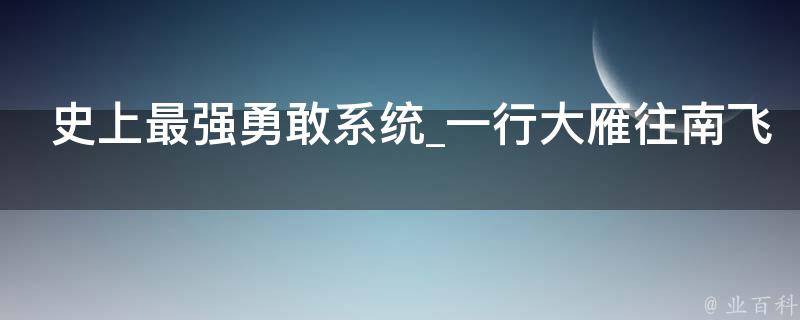 史上最强勇敢系统