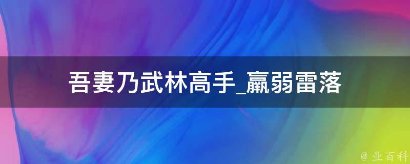 吾妻乃武林高手