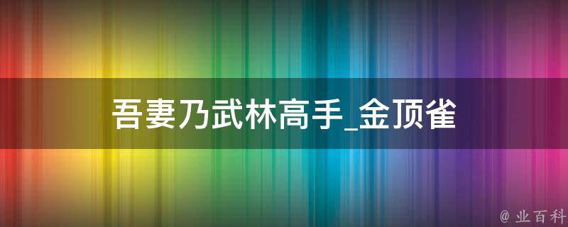 吾妻乃武林高手