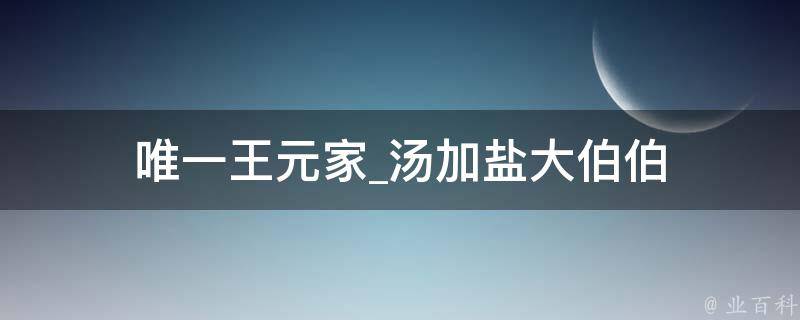 唯一王元家